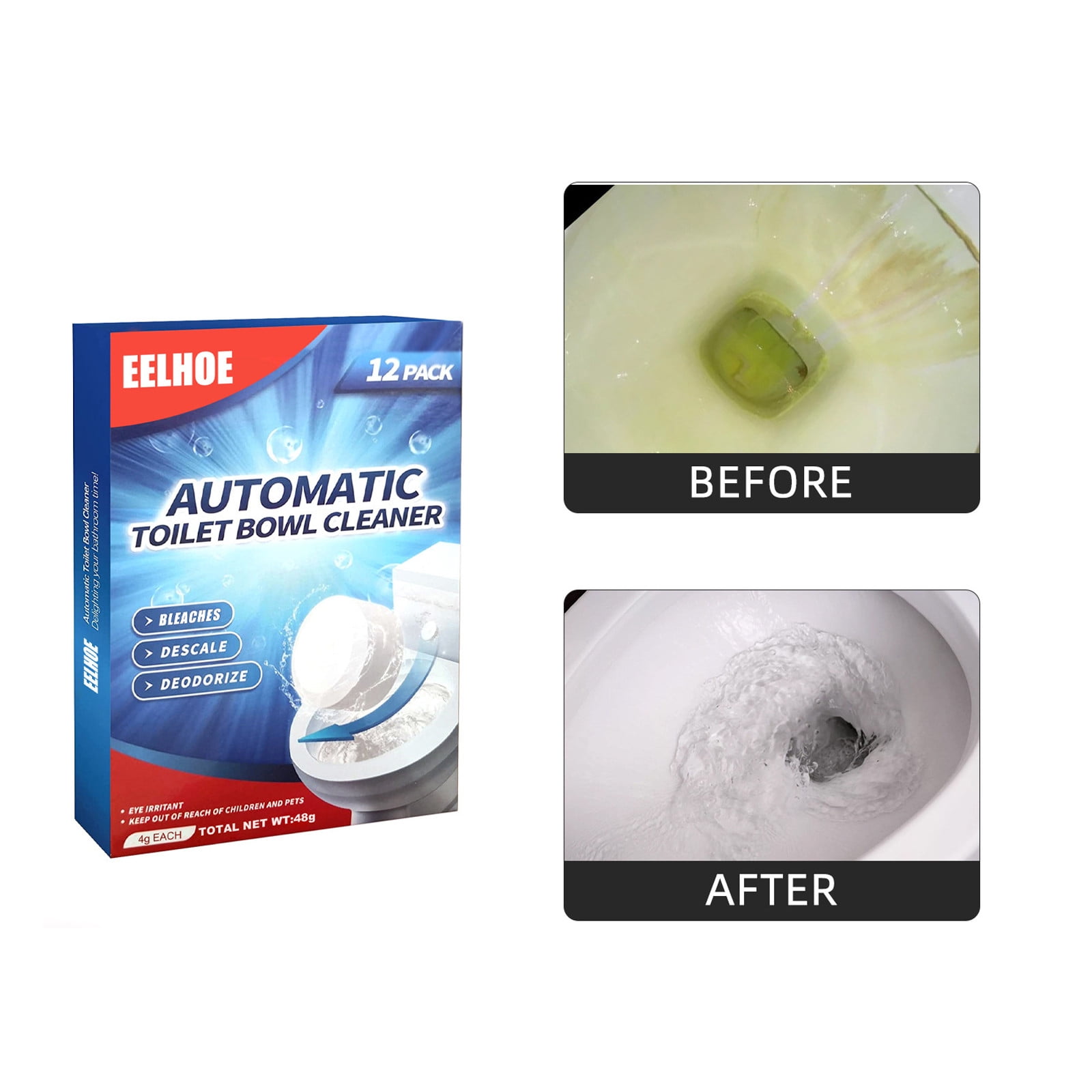 Toilet Bowl Cleaner Tab1ets 12 PACK, Automatic Toilet Bowl Cleaners with Bleach,Toilet Tank