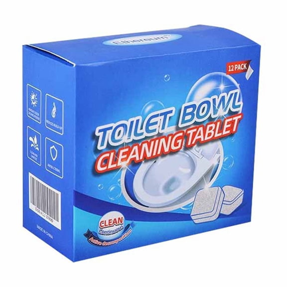 Toilet Bowl Cleaner Tablets 12-Pack, Effortless Dissolution Stain Removal, 8x6x4 cm, Blue