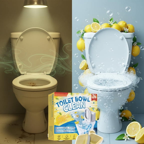Toilet Bowl Cleaner Tablets 24 Pack - Stain Remover & Deodorizer, Septic Safe Eco Friendly Toilet Bowl Tablets for Continuous Cleaning, Long-Lasting Fresh Scent