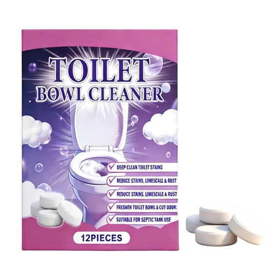 Toilet Bowl Cleaners Tablets 12PC Automatic Bleach Toilet Cleaner Tablets, Slow-Releasing Deodorizing & Descaling, Powerful Bathroom Tank Cleaner
