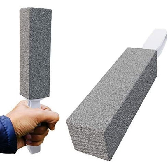 Toilet Bowl Cleaning Pumice Stone with Ergonomic Handle 2 Pk. Toilet Stick Easily Removes Tough Stains and Bathroom Buildup. Block Removes Hard Water, Scum, Rings and Tub Grime