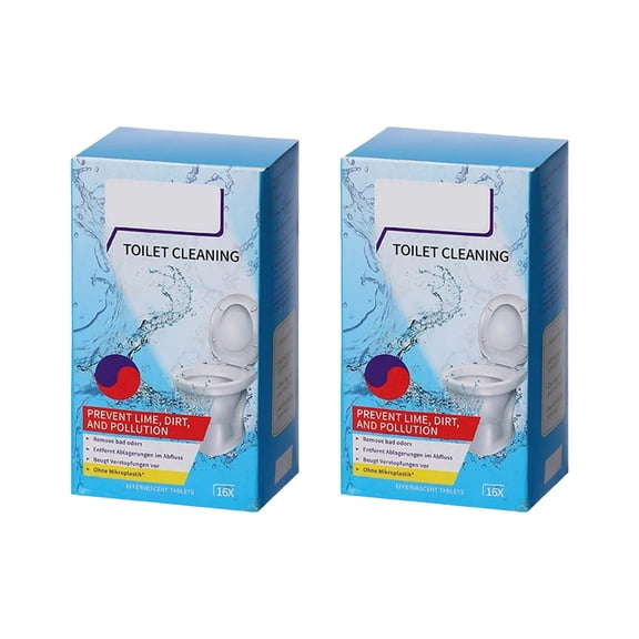 Toilet Bowl Cleaning Tablets, Automatic Bleach Toilet Cleaner, Slow-Releasing Deodorizing & Descaling, for Kitchen Bathroom Tank, 16pcs/Box, 2 Box