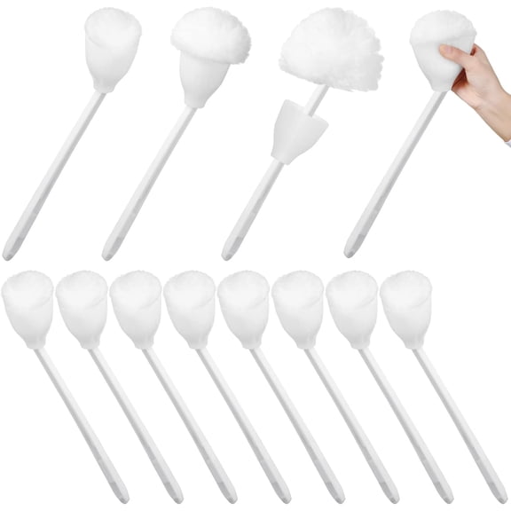 Toilet Bowl Mop Toilet Bowl Brush White Soft Swab Bathroom Brush with Holder Long Handle Cleaning Scrubber Bathroom Accessories(12 Pcs)