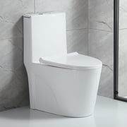 Toilet Bowl Replacement, Small Compact One Piece Toilet Dual Flush, White Toilet Seat Covers,Ceramic Toilet Flush Mechanism Repair, Bath & Faucets, Toilets & Bidets