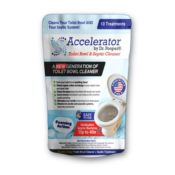 Accelerator by Dr. Pooper ®Toilet Bowl & Septic Cleaner-- Revolutionary 2-in-1 Solution That Gets Your Toilet Sparkling Clean AND Keeps Your Septic System Flowing Smoothly