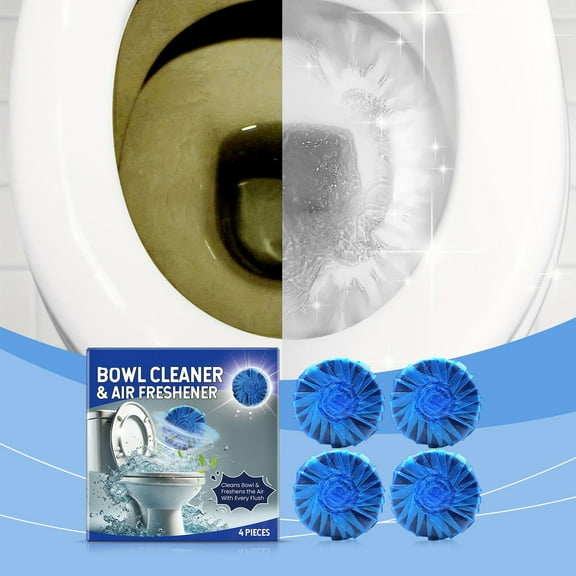 Toilet Bowl Tablets, Continuous Clean Toilet Drop In Discs, Each Tablet Provides 4 Weeks of Protection Against Stains and Build Up, 4 Count (Pack of 1)