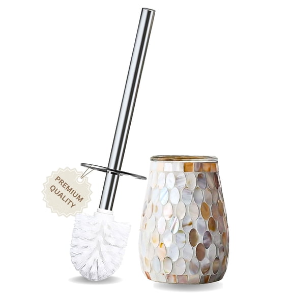 Toilet Brush And Holder Set Natural Shell Mosaic Glass Bathroom Accessory