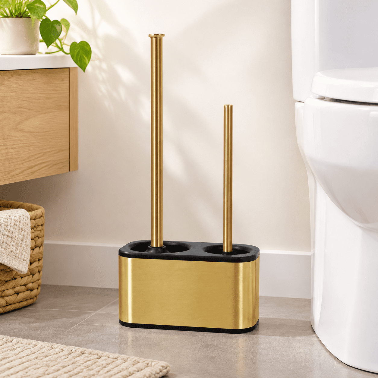 Toilet Brush And Plunger Set With Holder Sleek Minimalist Modern ...
