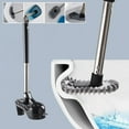 thumbnail image 1 of Toilet Brush with Base, Ergonomic Handle, Long 16.14 Inch Handle, High-Heeled Design, Silica Gel Bristles for Thorough Cleaning, Quick-Drying Ventilated Base Black, 1 of 9