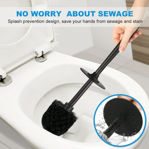 Toilet Brush Black Style Bathroom Stainless Steel Brushes Bowl Cleaners Fresh and Holder