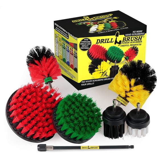 Toilet Brush Cleaner Set - Extendable Drill Brush Attachments for Cleaning Wheels, Carpet, Shower, Bathroom, Oven, and More - Drillbrush Power Scrubber Attachment Set - Drill Bit Brushes For Cleaning