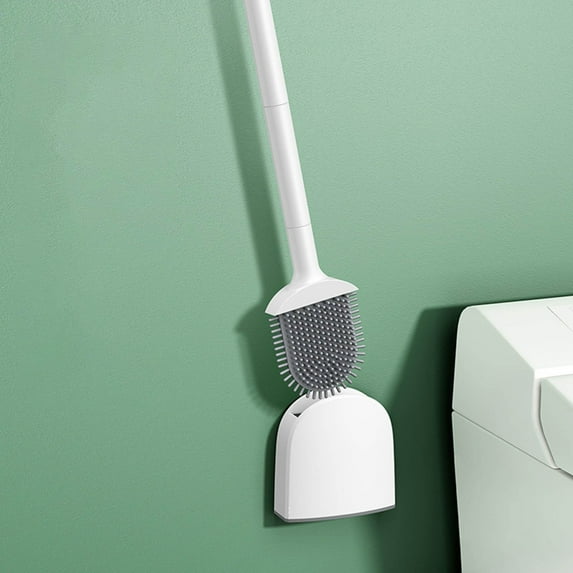 Toilet Brush Cleaning Supplies Household Cleaning Set Punch-free Wall-mounted Silicone Long Handle Wash Toilet Brush