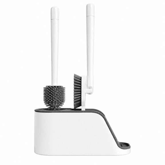 ITTAHO Silicone Toilet Brush with Holder, Ergonomic Design, 360 Cleaning Bristles