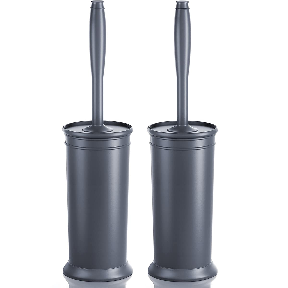 Toilet Brush and Holder 2 Pack, Toilet Bowl Brush with Extra Long Handle, Toilet Scrubber and Covered Holder, Toilet Brushes for Bathroom-Space Saving, Covered Brush, Durable, Deep Cleaning