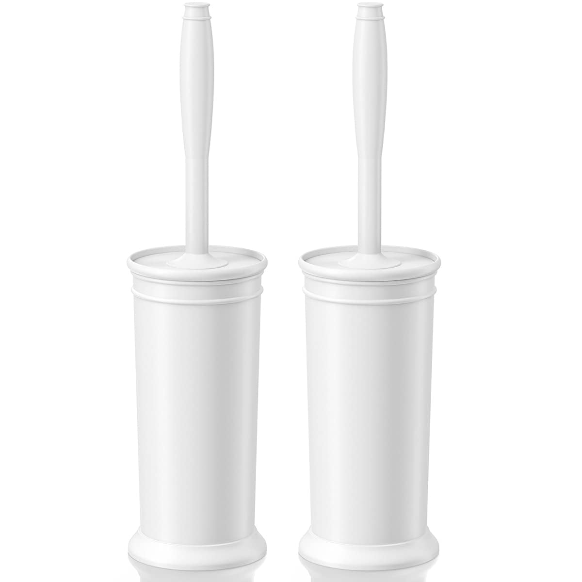 Toilet Brush and Holder 2 Pack, Toilet Bowl Brush with Extra Long Handle, Toilet Scrubber and Covered Holder, Toilet Brushes for Bathroom-Space Saving, Covered Brush, Durable, Deep Cleaning