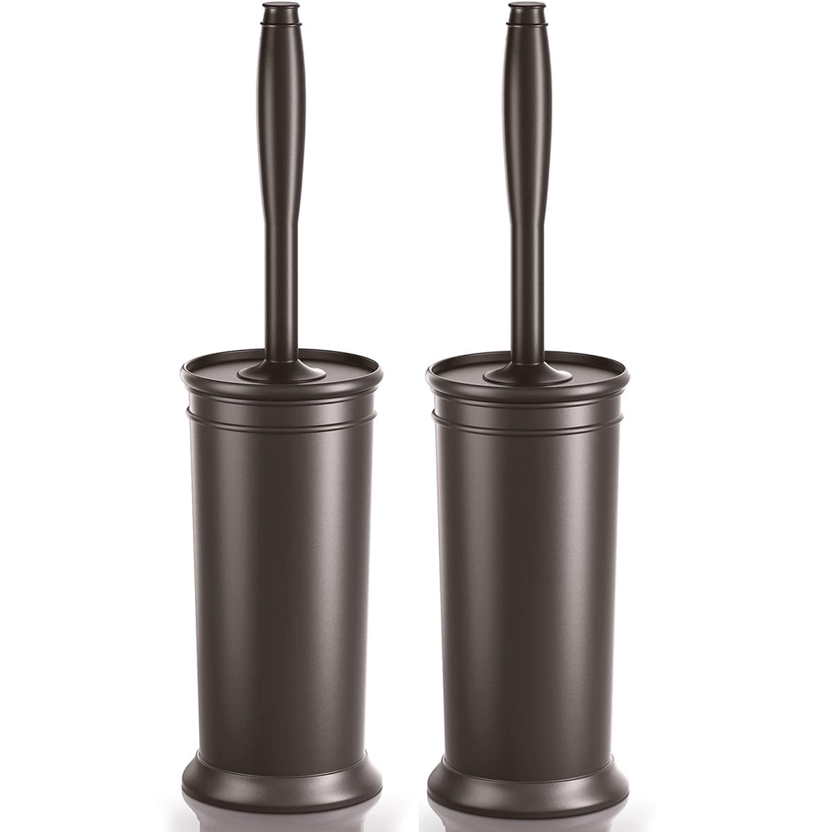 Toilet Brush and Holder 2 Pack, Toilet Bowl Brush with Extra Long Handle, Toilet Scrubber and Covered Holder, Toilet Brushes for Bathroom-Space Saving, Covered Brush, Durable, Deep Cleaning