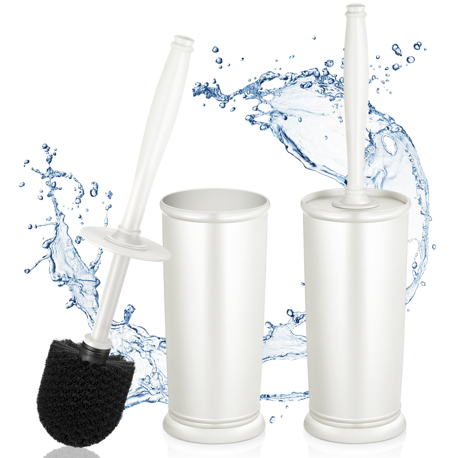Toilet Brush and Holder 2 Pack, Toilet Bowl Brush with Extra Long ...
