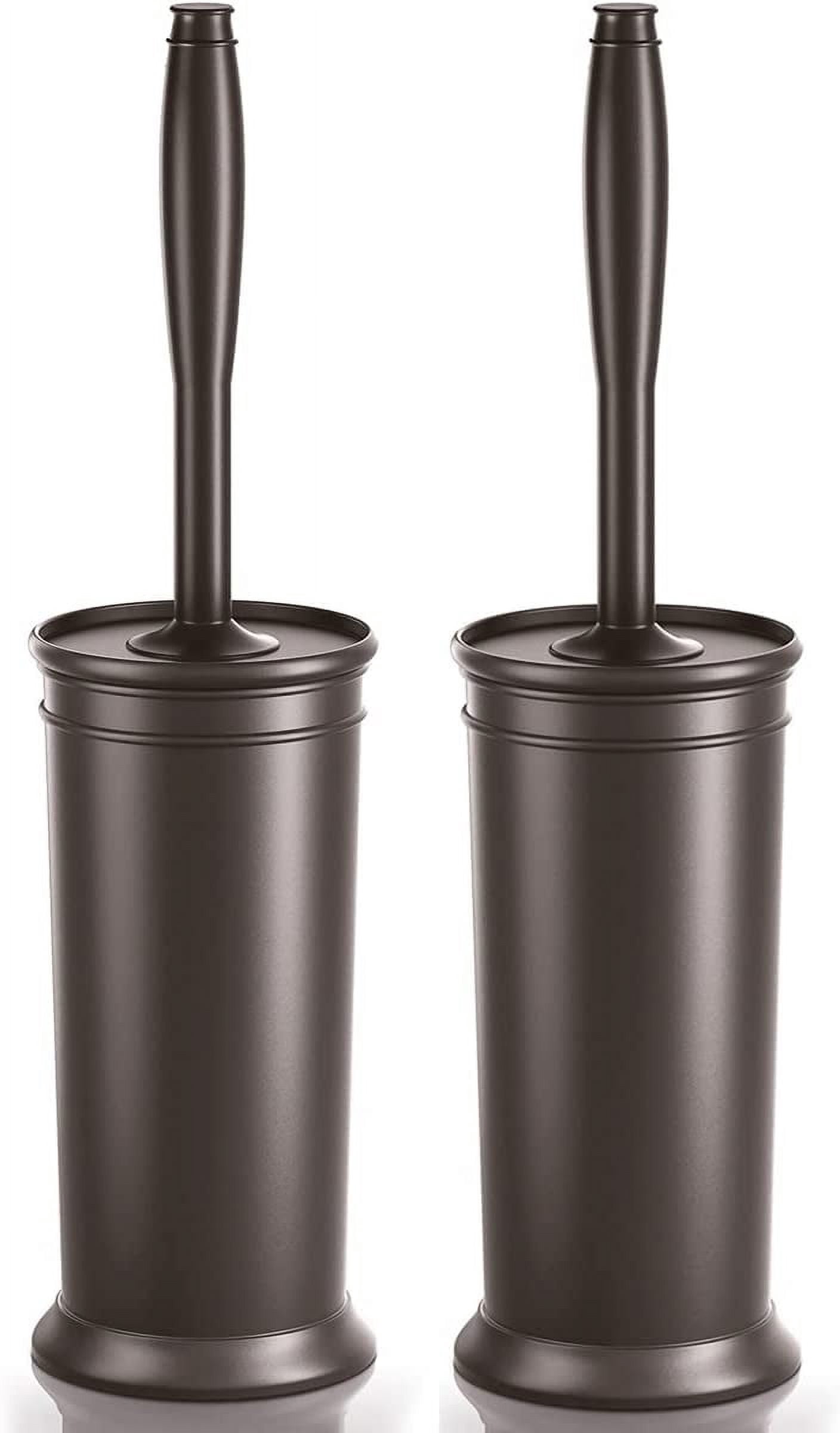 Toilet Brush and Holder 2 Pack, Toilet Bowl Brush with Extra Long Handle, Toilet Scrubber and Covered Holder, Toilet Brushes for Bathroom-Space Saving, Covered Brush, Durable, Deep Cleaning(Bronze)