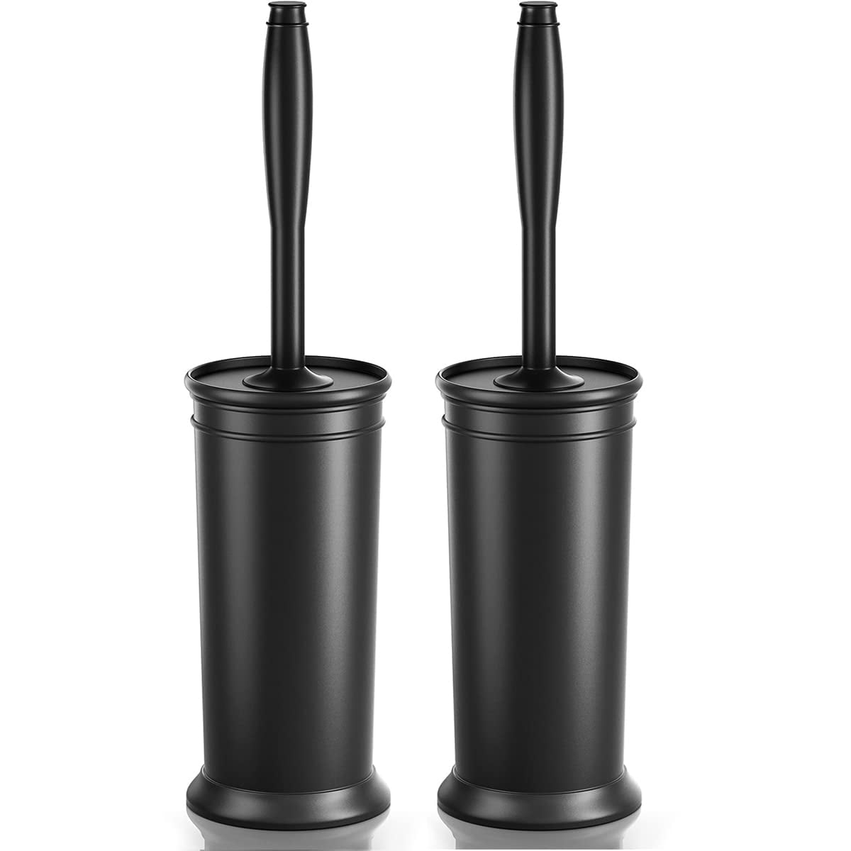 Toilet Brush and Holder 2 Pack, Toilet Bowl Brush with Extra Long Handle, Toilet Scrubber and Covered Holder, Toilet Brushes for Bathroom-Space Saving, Covered Brush, Durable, Deep Cleaning