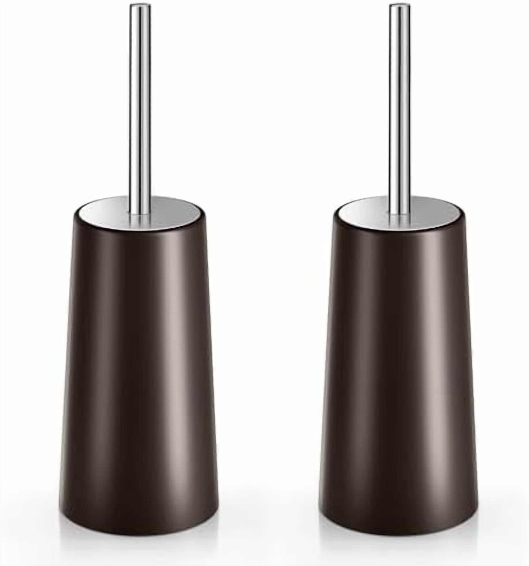 Toilet Brush and Holder, 2 Pack Toilet Brush with 304 Stainless Steel Long Handle, Toilet Bowl Brush for Bathroom Toilet-Ergonomic, Elegant,Durable (Bronze)