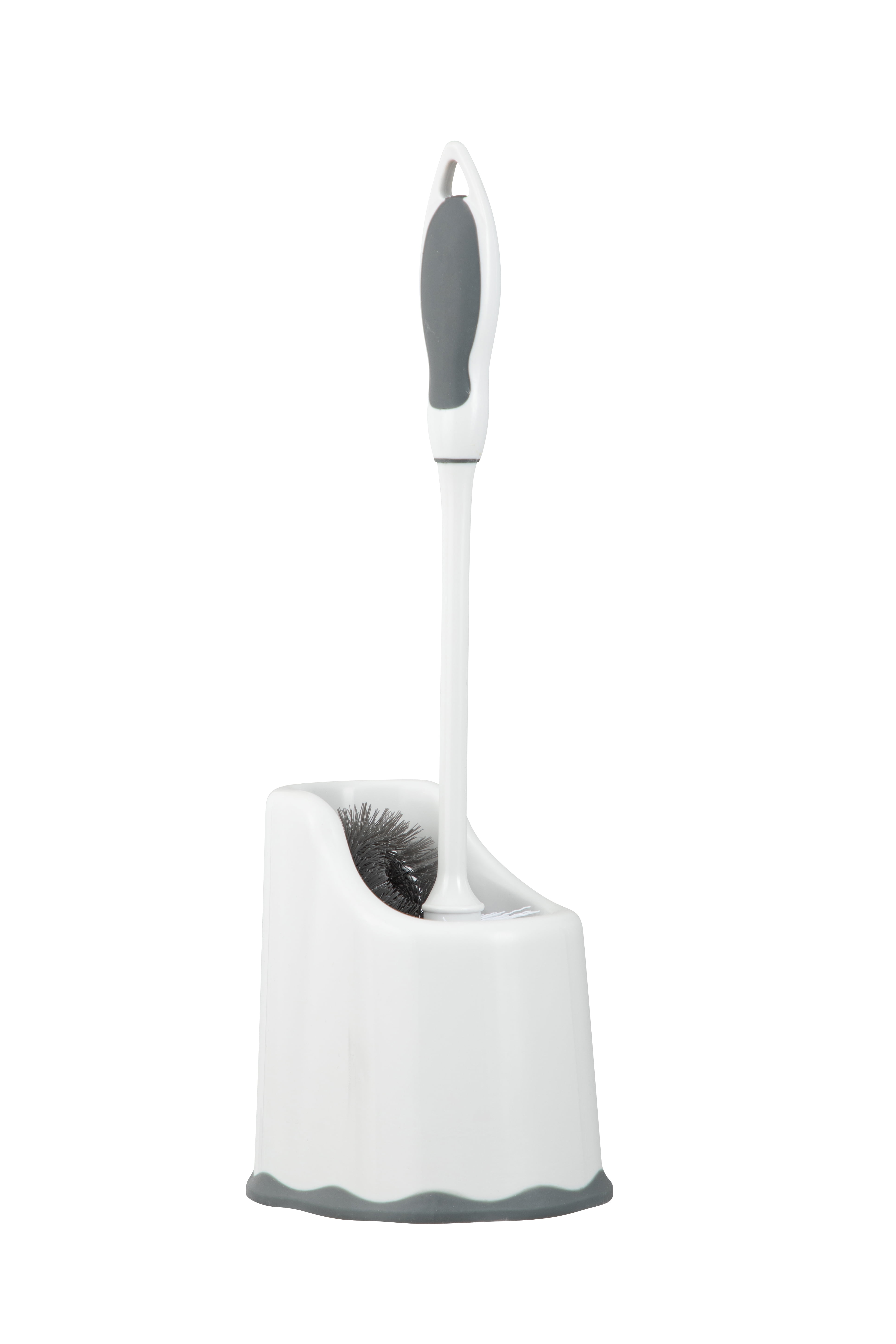 Ctcwsh Toilet Bowl Brush and Holder for Bathroom - Under-Rim Brush Head -  Long Handle Household Cleaning Brushes Set (White x 2)