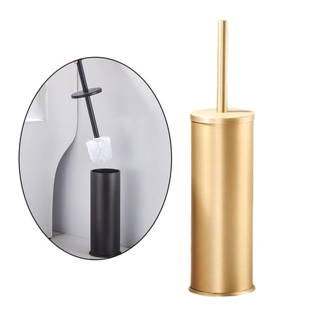 Toilet Brush and Holder Deep Cleaning Space Saving 360 degree Clean Efficient Tool for Restroom RV Comfortable Grip Toilet Scrubber Free Standing gold