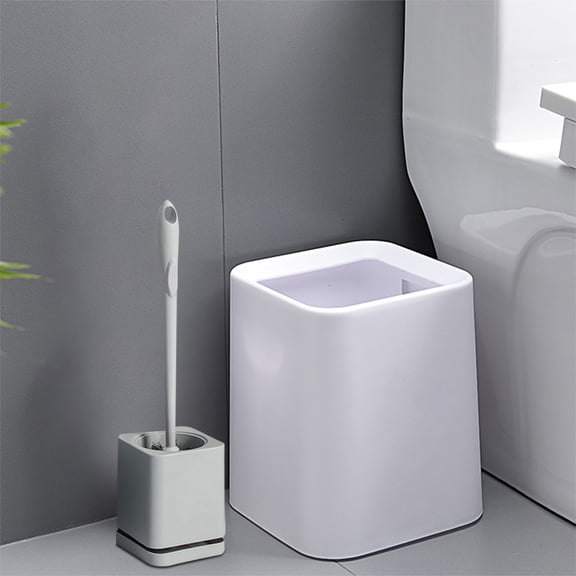 Toilet Brush with Holder, Long Handle Toilet Bowl Cleaner Brush with Strong Bristles, Heavy Duty Base and Ventilated Stand, Deep Cleaning Toilet Scrubber for Bathroom and RV Toilet