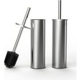 thumbnail image 1 of Toilet Brush and Holder Set, 2 Pack Stainless Steel Toilet Bowl Brush with Lid, Rust Proof Toilet Cleaner Brush with Caddy, Durable Bristles, Splash Proof, Ideal for Bathroom (Brushed Nickel), 1 of 7