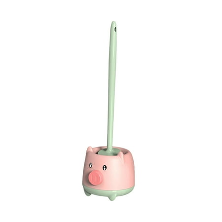 Toilet Brush with Holder Set Toilet Bowl Brush Space Saving Deep Cleaning Extended Handle Toilet Cleaner Brush for Hotel Household Washroom Pink with Green