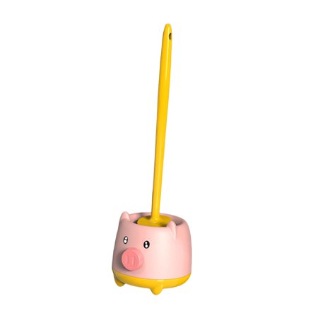Toilet Brush with Holder Set Toilet Bowl Brush Space Saving Deep Cleaning Extended Handle Toilet Cleaner Brush for Hotel Household Washroom Yellow Pink