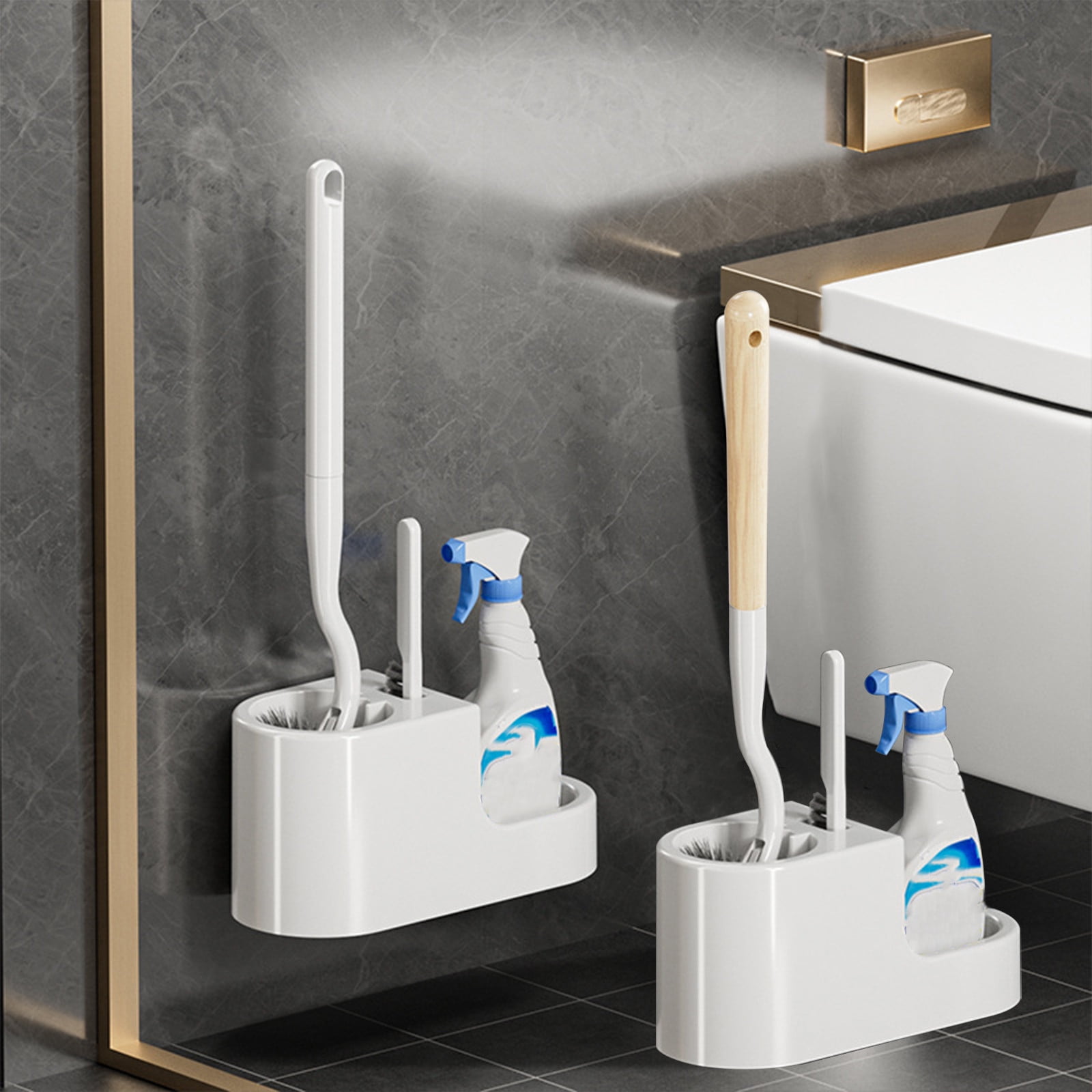 Toilet Brush and Holder Set with Drip Tray | Toilet Bowl Brush & Toilet Bowl Cleaner Brush Combo | Bathroom Cleaning Organizer | Strong Bristles | Easy Maintenance | Xuniizn