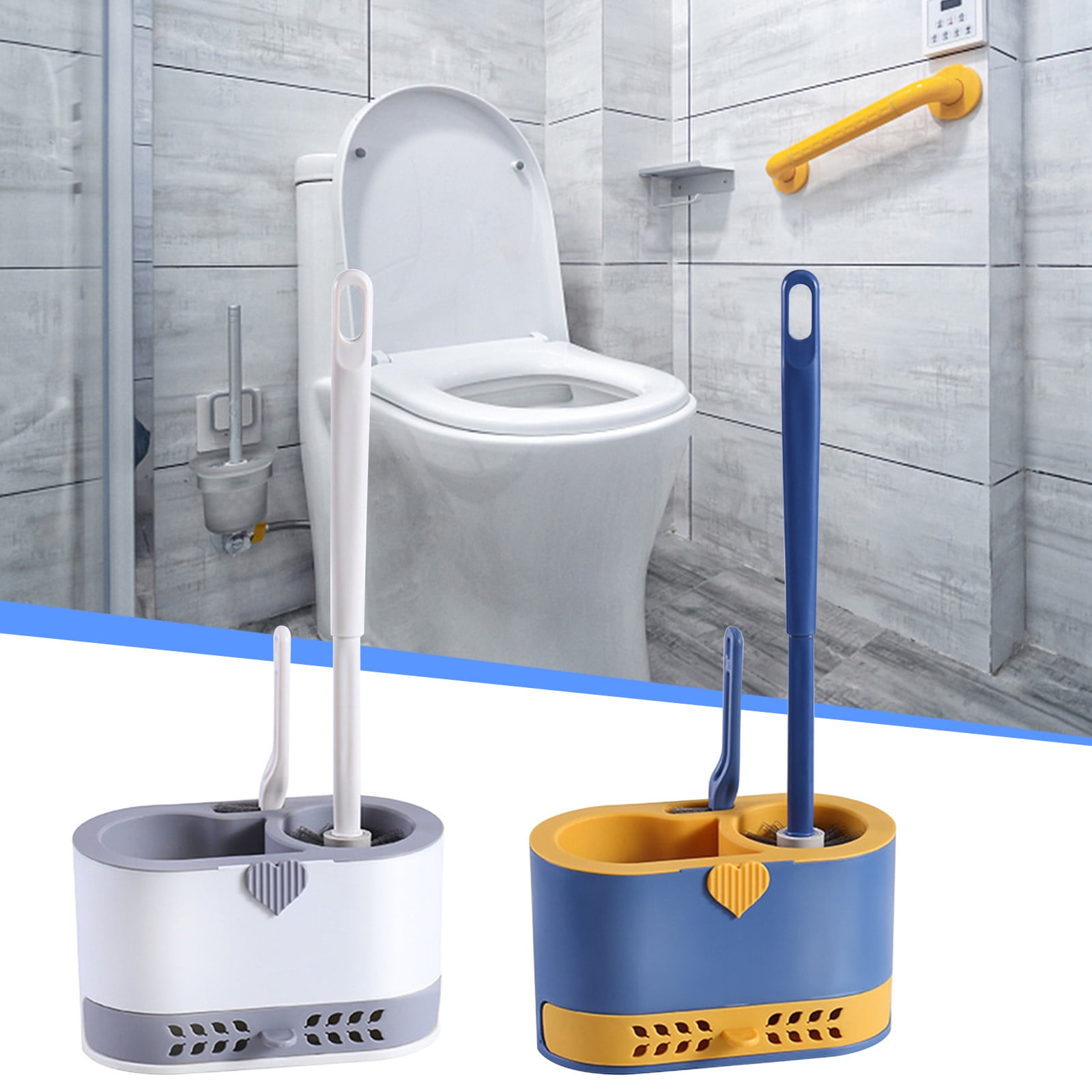 Toilet Brush and Holder Set with Drip Tray | Toilet Bowl Brush & Toilet Bowl Cleaner Brush Combo | Bathroom Cleaning Organizer | Strong Bristles | Easy Maintenance | Xuniizn