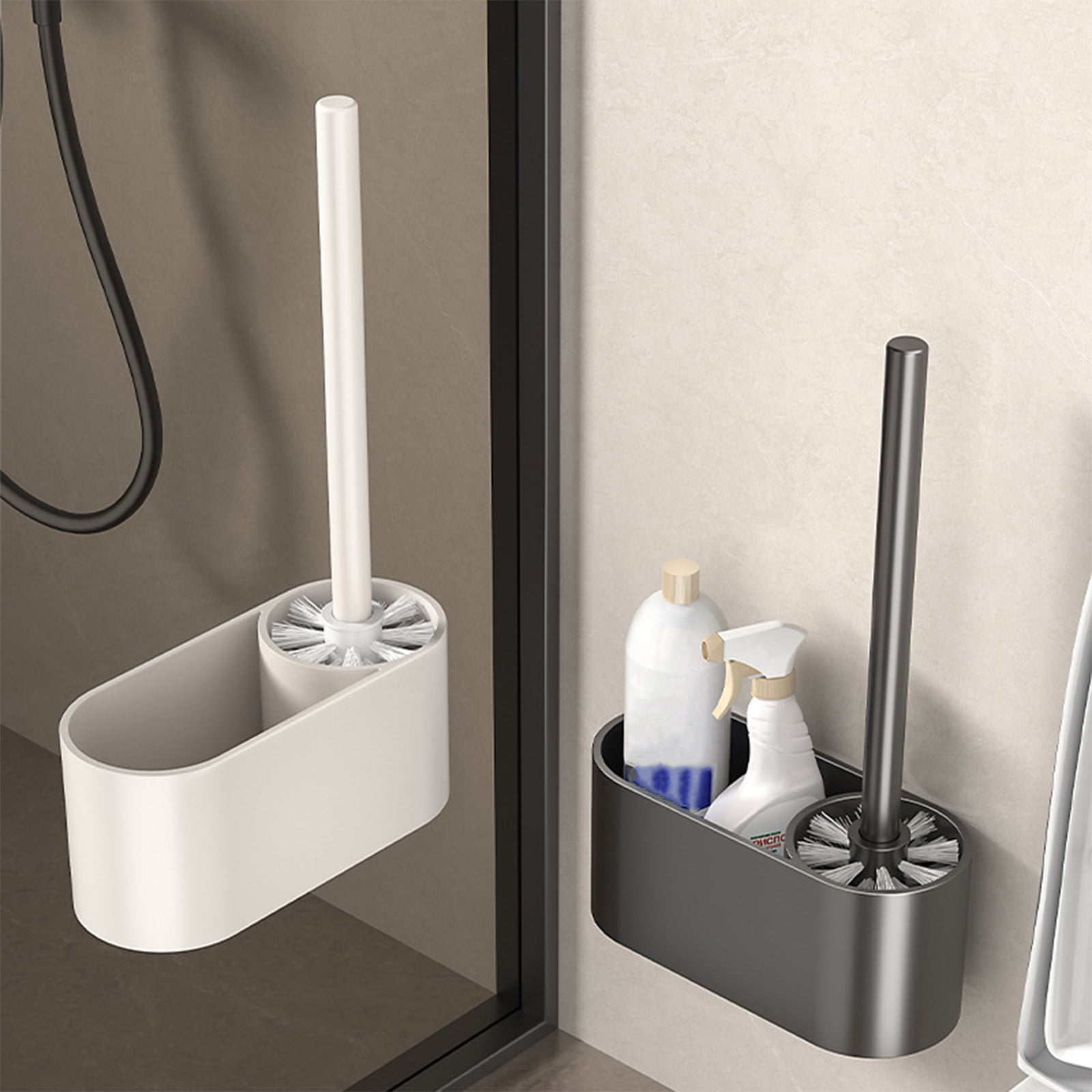 Toilet Brush and Holder Set with Drip Tray | Toilet Bowl Brush & Toilet Bowl Cleaner Brush Combo | Bathroom Cleaning Organizer | Strong Bristles | Easy Maintenance | Xuniizn