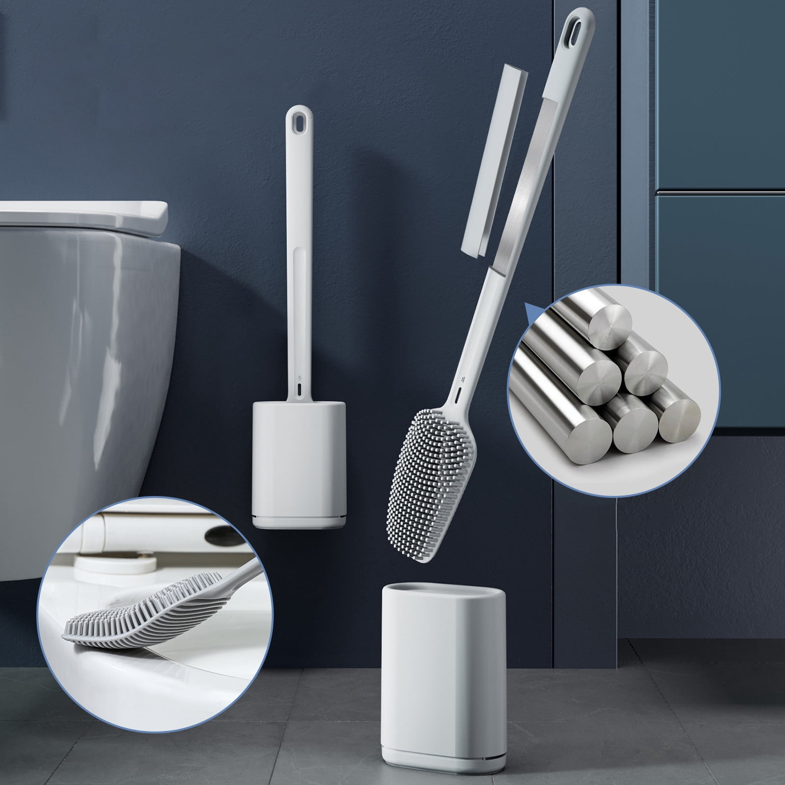 Toilet Brush and Holder Set with Drip Tray | Toilet Bowl Brush & Toilet Bowl Cleaner Brush Combo | Bathroom Cleaning Organizer | Strong Bristles | Easy Maintenance | Xuniizn
