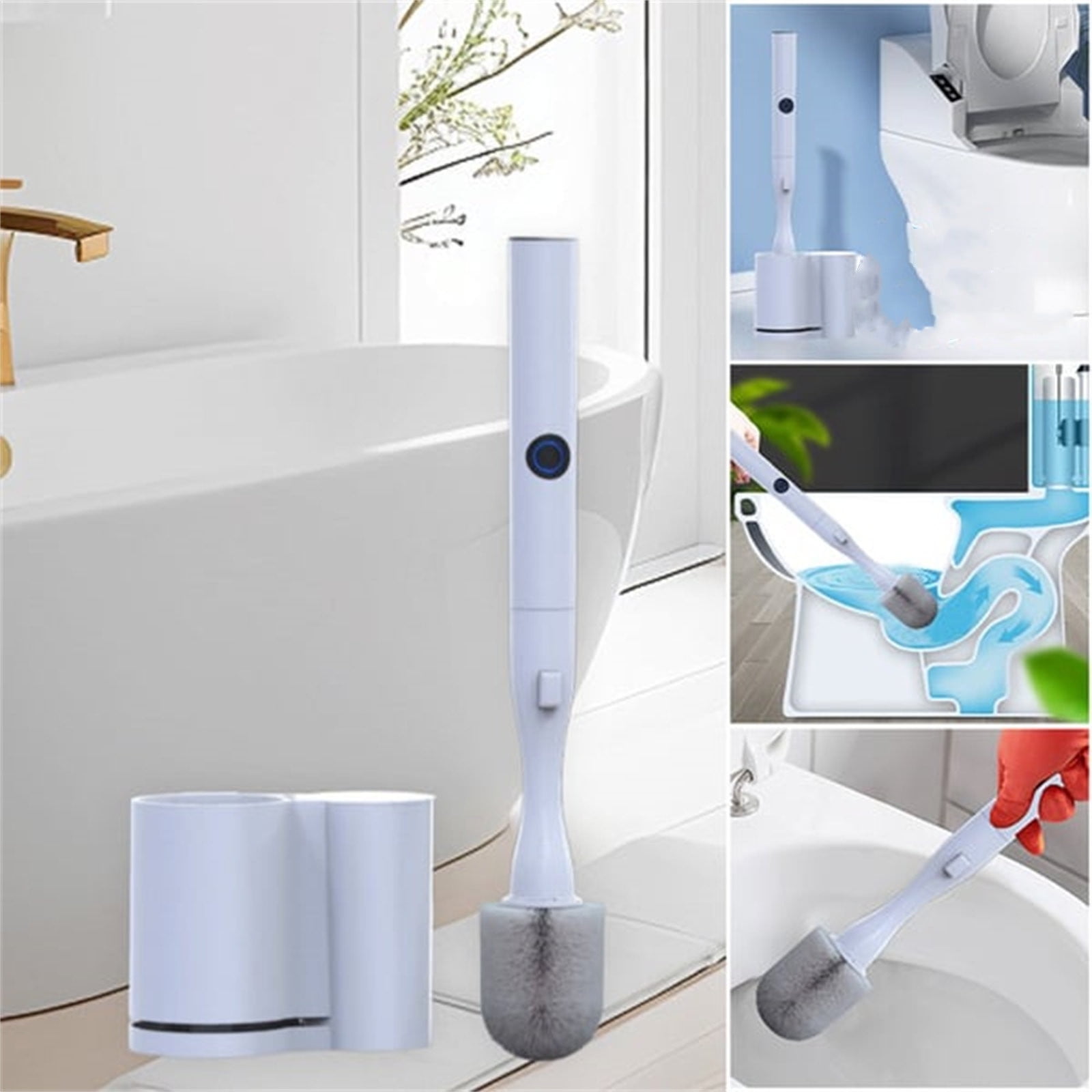Xuniizn Toilet Brush and Holder Set with Drip Tray, Slim Vented Design & Strong Bristles for Bathroom Cleaning