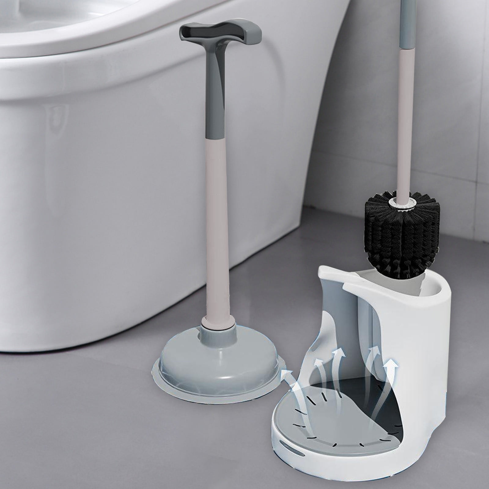 Toilet Brush and Holder Set with Drip Tray | Toilet Bowl Brush & Toilet Bowl Cleaner Brush Combo | Bathroom Cleaning Organizer | Strong Bristles | Easy Maintenance | Xuniizn