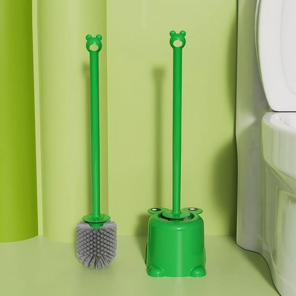 Toilet Brush And Holder Set, Flexible Toilet Bowl Brush, Frog Shaped Toilet Brush, Compact Size Toilet Brush with Holder for Storage and Organization, 1 Pcs, 19.6x5.11"