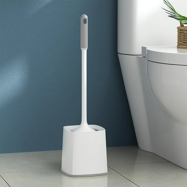 Toilet Brush and Holder Set Toilet Brush with Long Handle, Space Saving Toilet Bowl Brush for Storage, Durable Bristles Toilet Scrubber for Bathroom Cleaning