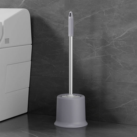 Toilet Brush and Holder Set, Toilet Brush with Compact Base - Stainless Steel Long Handle & Durable Bristles, Bathroom Cleaning Tool, 2 Color Options (Light Purple, Blue)