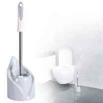 Toilet Brush and Holder Set, Toilet Brush, Toilet Bowl Cleaning System with Scrubbing Wand, Under Rim Lip Brush and Storage Caddy for Bathroom (Grey/1 Set) 5.51x18.5"