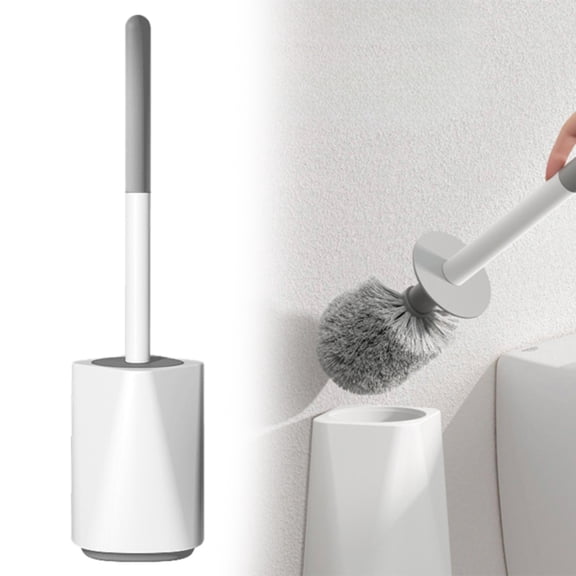 Toilet Brush & Holder Set, Toilet Brushes for Bathroom with Holder, Lightweight Plastic Handle, Saving for Storage, Deep Cleaning, Drip-Proof, Easy to Assemble, 1 Set, 16.13x10.42"