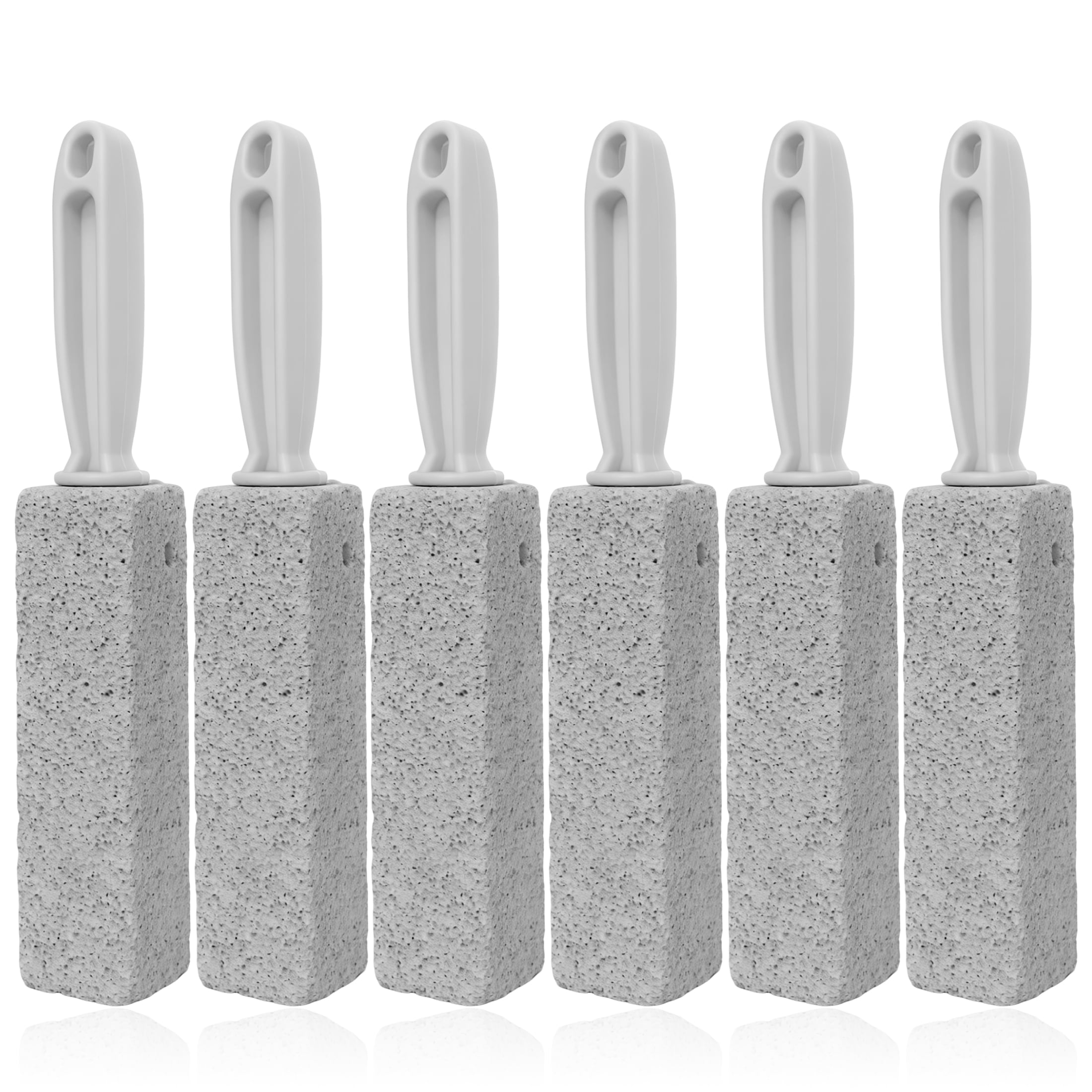 6 Pack Pumice Stone Toilet Brush, Long Handle Pumice Scrub Brush, Bathroom Cleaning Brush for Water Rings & Limescale, Pumice Stone Toilet Bowl Cleaner Brush
