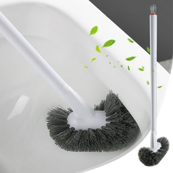 Toilet Brush Plastic Bristles Long Handle Bathroom Cleaning Bowl Brush Kit Non-Scratch Sturdy Ergonomic Handle White 1 Piece Compact Modern Design 19.68x4.13x3.15in