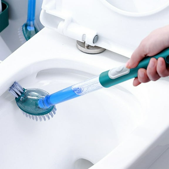 Toilet Brush Refillable Cleaner, Automatic Spray Handheld Tool With Silica Gel Brush Head, Bent Design For Dead Corners, Quick-drying Drip-free Base