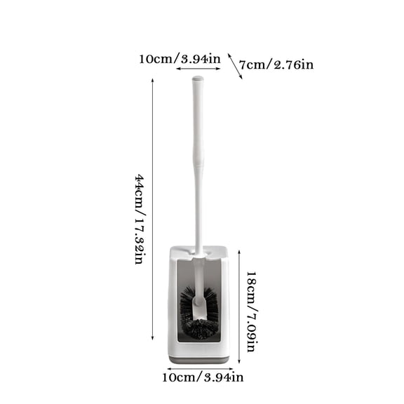 Toilet Brush Set with Base, 17.3 Inch Angled Design for Thorough Dead-Angle Cleaning, Stainless Steel Handle, Break-Resistant