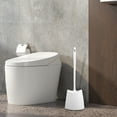 thumbnail image 1 of Toilet Brush Set with Holder | Plastic Bathroom Cleaning Brush for Under-Rim & Corner Cleaning | White, Pink, or Blue | 15.35 Inch Handle, 1 of 6