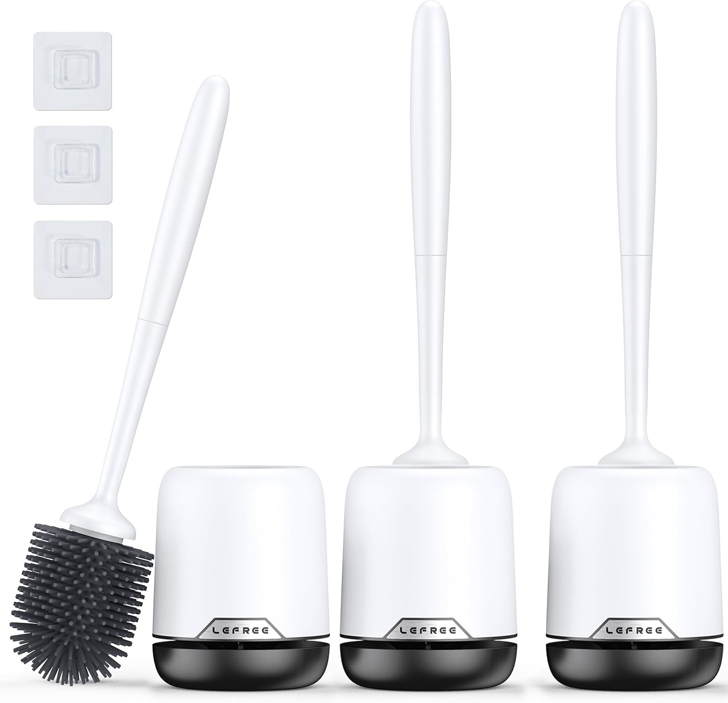 HONOVA Silicone Toilet Brush With Holder - Drip-Proof, Floor Or Wall Mount, White, For Bathroom & RV