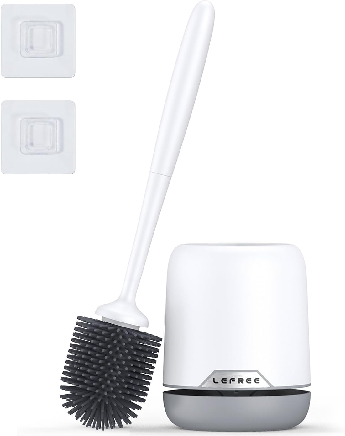 HONOVA Silicone Toilet Bowl Brush With Holder - Ventilated, Drip-Proof, Floor Or Wall Mount (White)