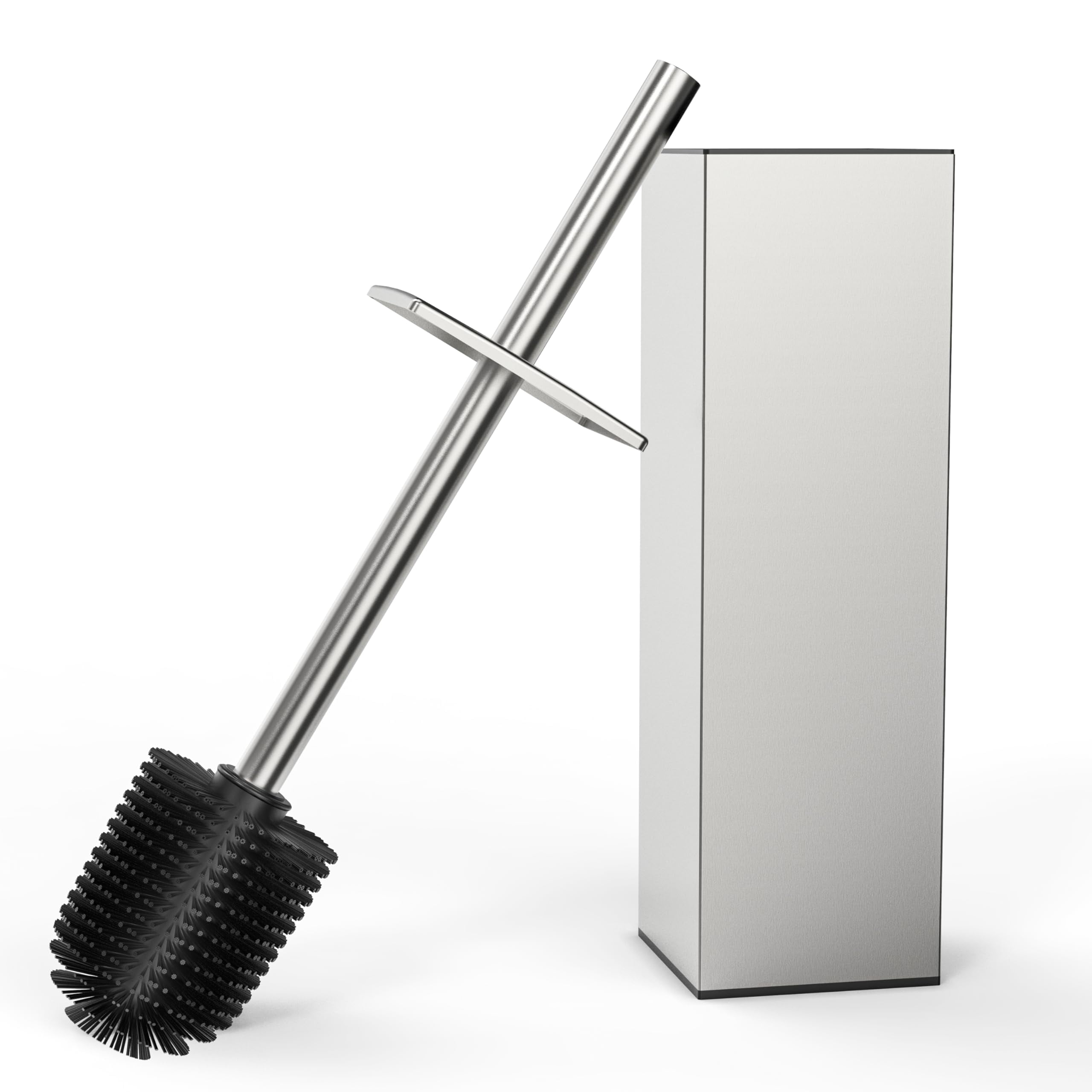 Toilet Brush and Holder Set Square Bowl Brushed Nickel 1 Pack