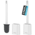 thumbnail image 1 of Toilet Brush and Holder Set, Wall Mounted Toilet Bowl Brush, Compact Toilet Scrub Brush with Holder for Bathroom, White, 2 Pack, 1 of 4